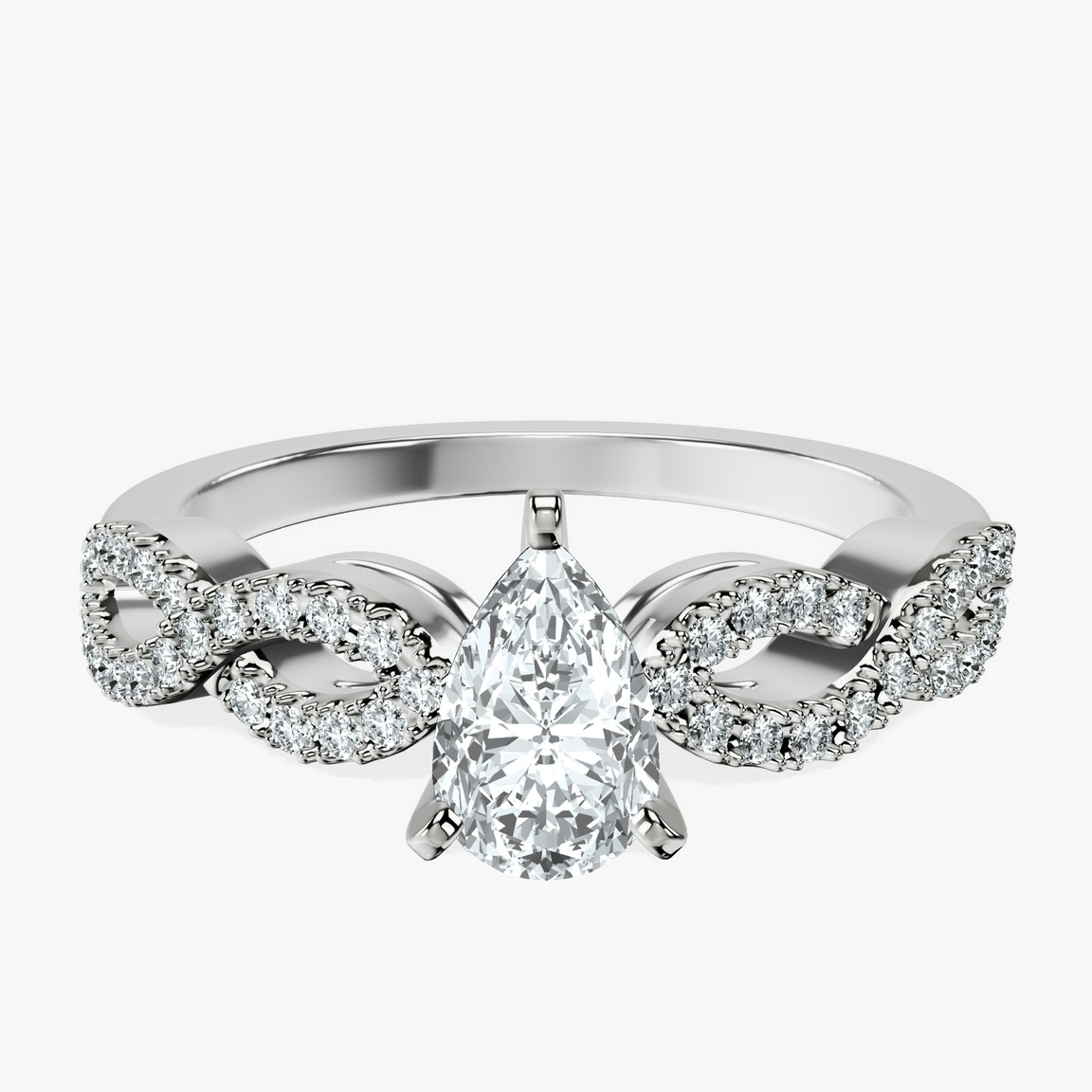14kt White Gold Lorene Twisted Shank Lab Diamond Ring front image
