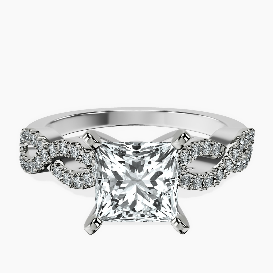 9ct White Gold Lorene Twisted Shank Lab Diamond Ring front image