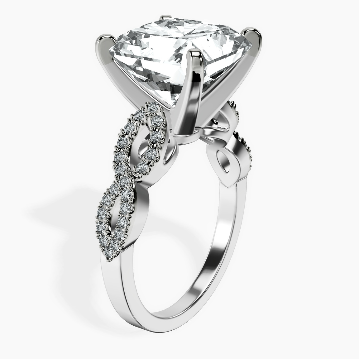 Platinum Lorene Twisted Shank Lab Diamond Ring standing product image one