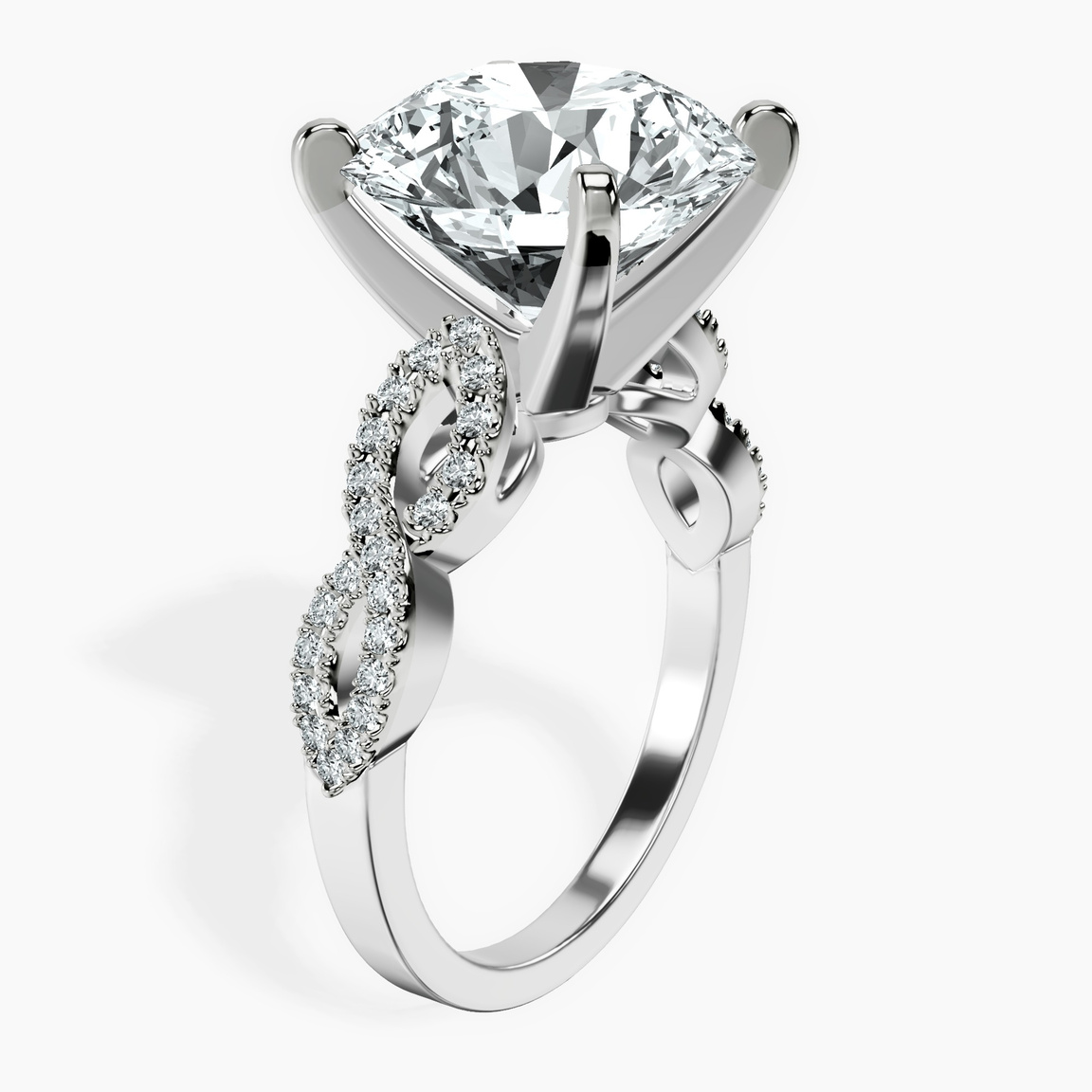 10kt White Gold Lorene Twisted Shank Lab Diamond Ring standing product image one