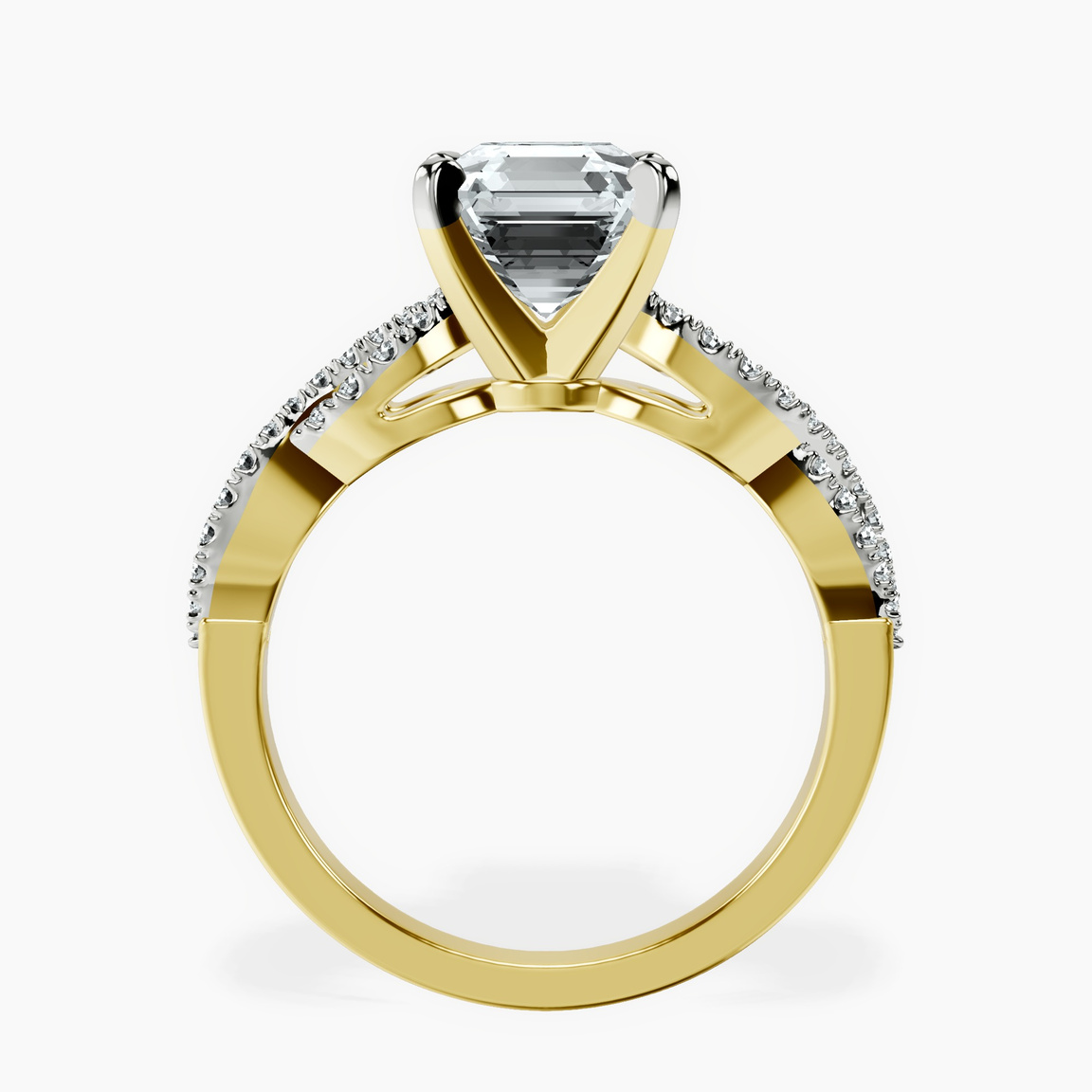 14kt Yellow Gold Lorene Twisted Shank Lab Diamond Ring side right image one