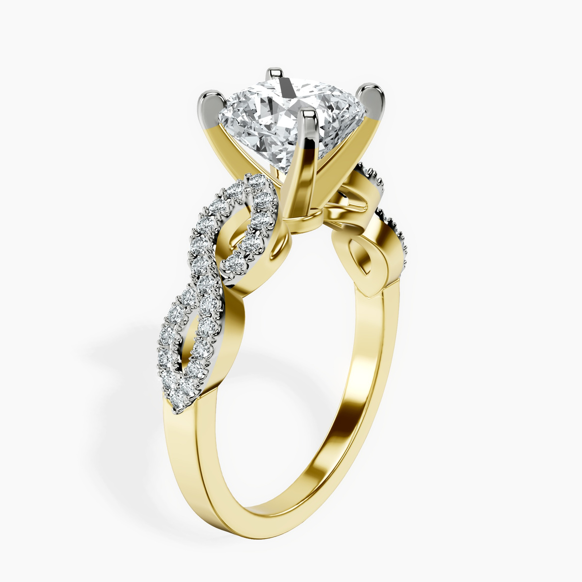 14kt Yellow Gold Lorene Twisted Shank Lab Diamond Ring standing product image one
