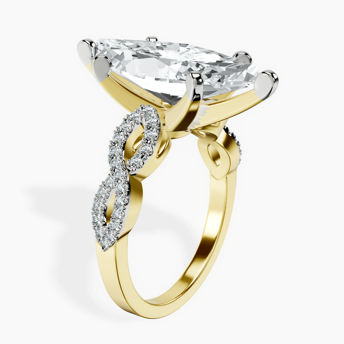 14kt Yellow Gold Lorene Twisted Shank Lab Diamond Ring standing product image one
