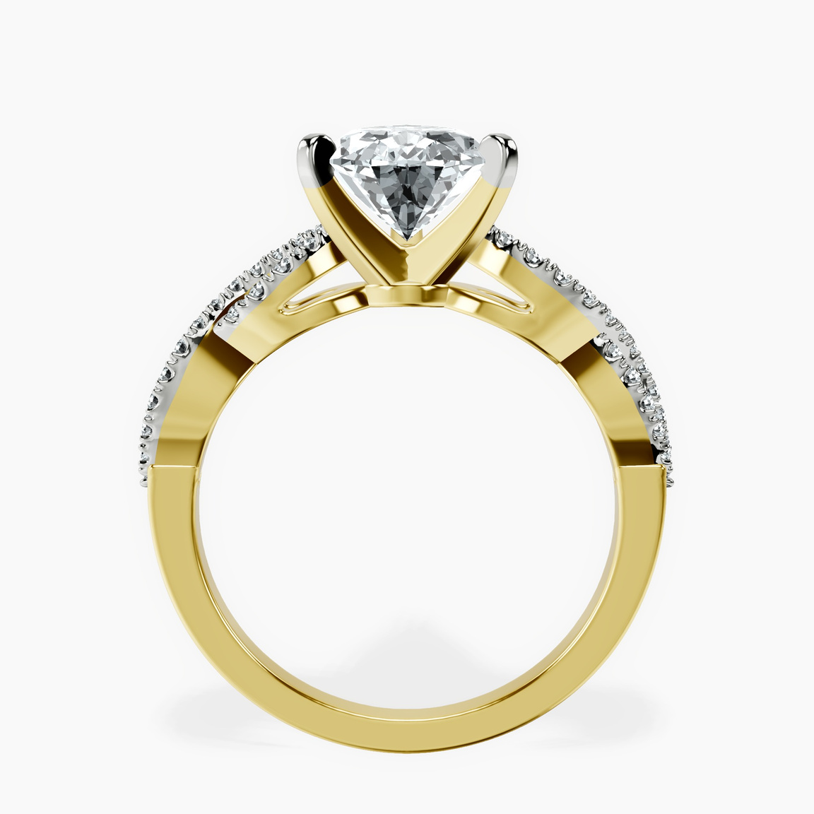 14kt Yellow Gold Lorene Twisted Shank Lab Diamond Ring side right image one