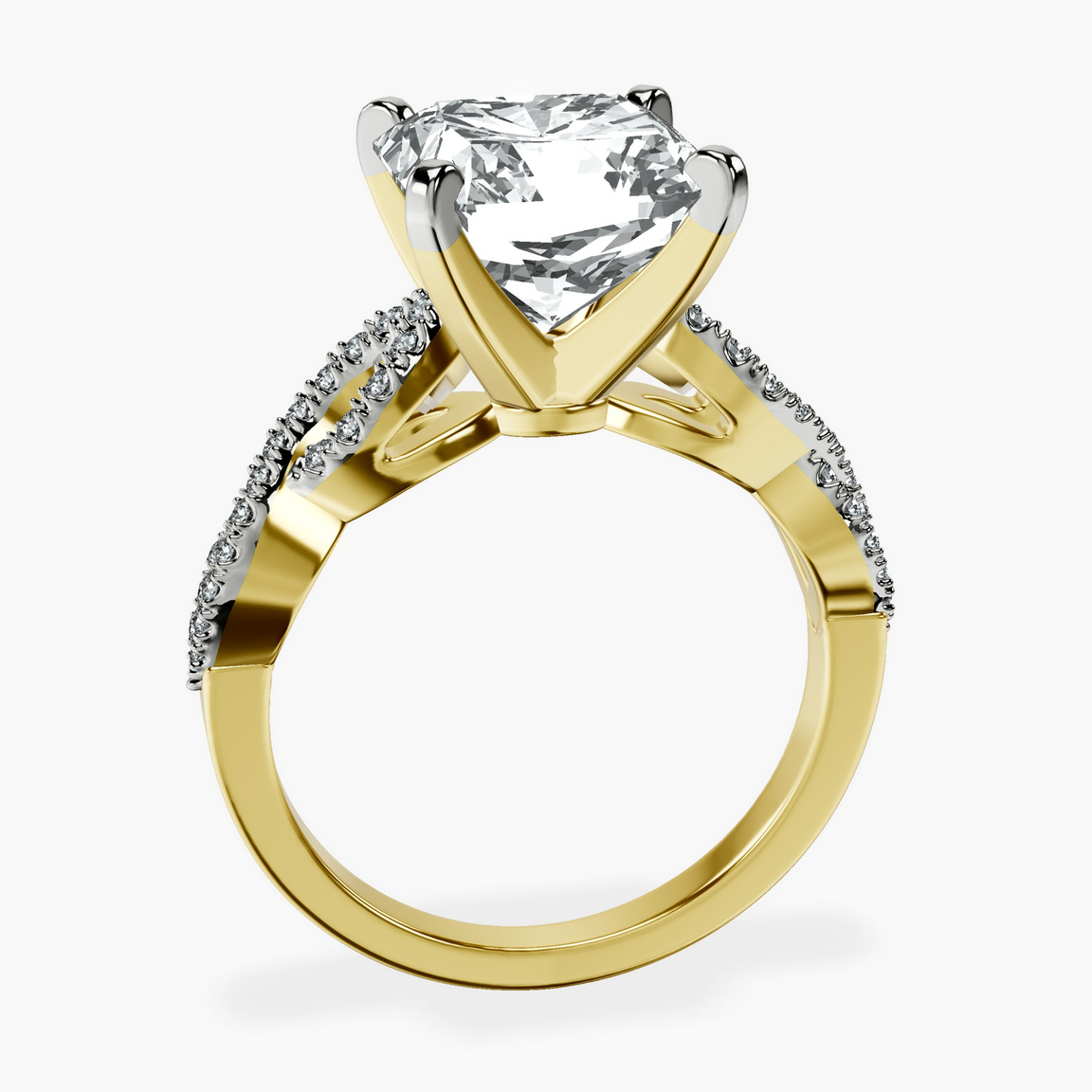 14kt Yellow Gold Lorene Twisted Shank Lab Diamond Ring side right image one