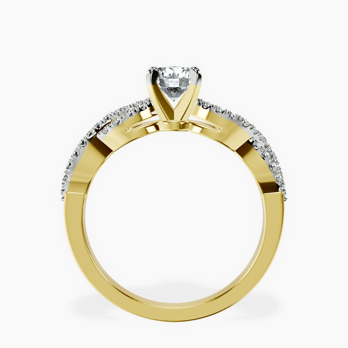 14kt Yellow Gold Lorene Twisted Shank Lab Diamond Ring side right image one