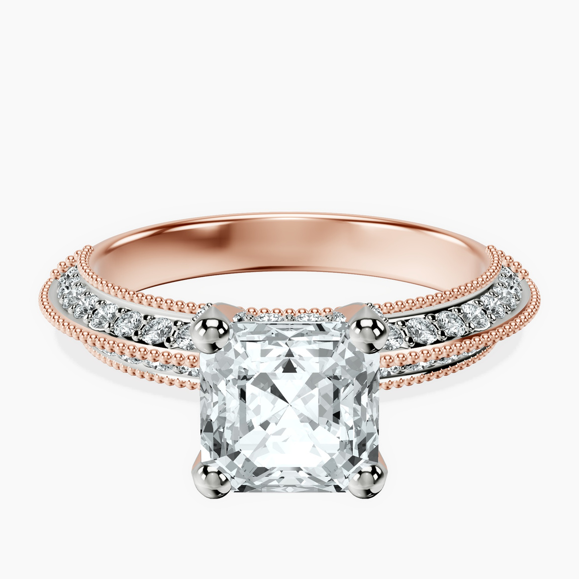 9ct Rose Gold Dua Side Stone Knife Edge Lab Diamond Ring front image