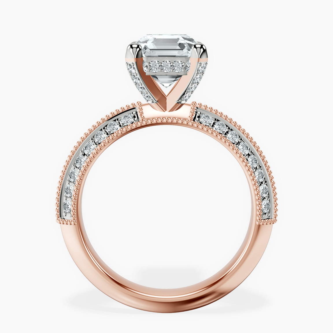 10kt Rose Gold Dua Side Stone Knife Edge Lab Diamond Ring side right image one