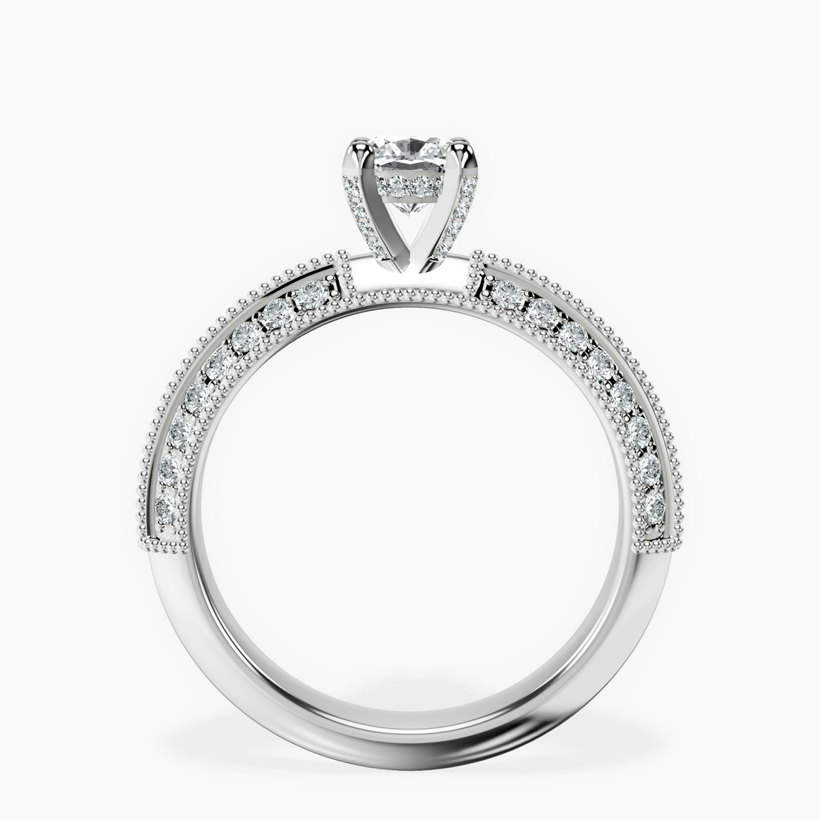 Platinum Dua Side Stone Knife Edge Lab Diamond Ring side right image one
