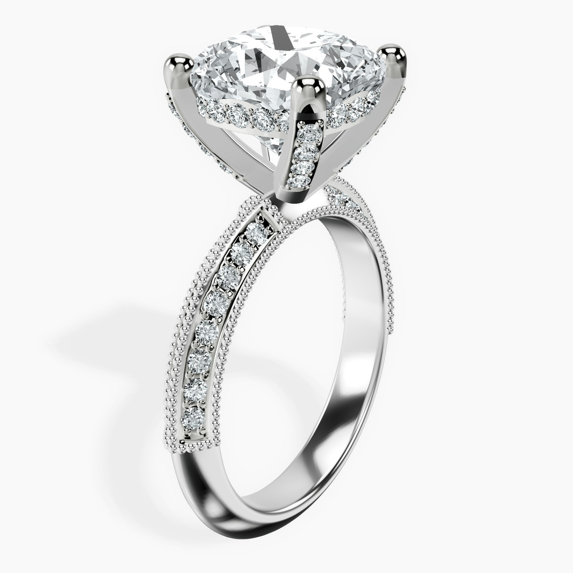 Platinum Dua Side Stone Knife Edge Lab Diamond Ring standing product image one