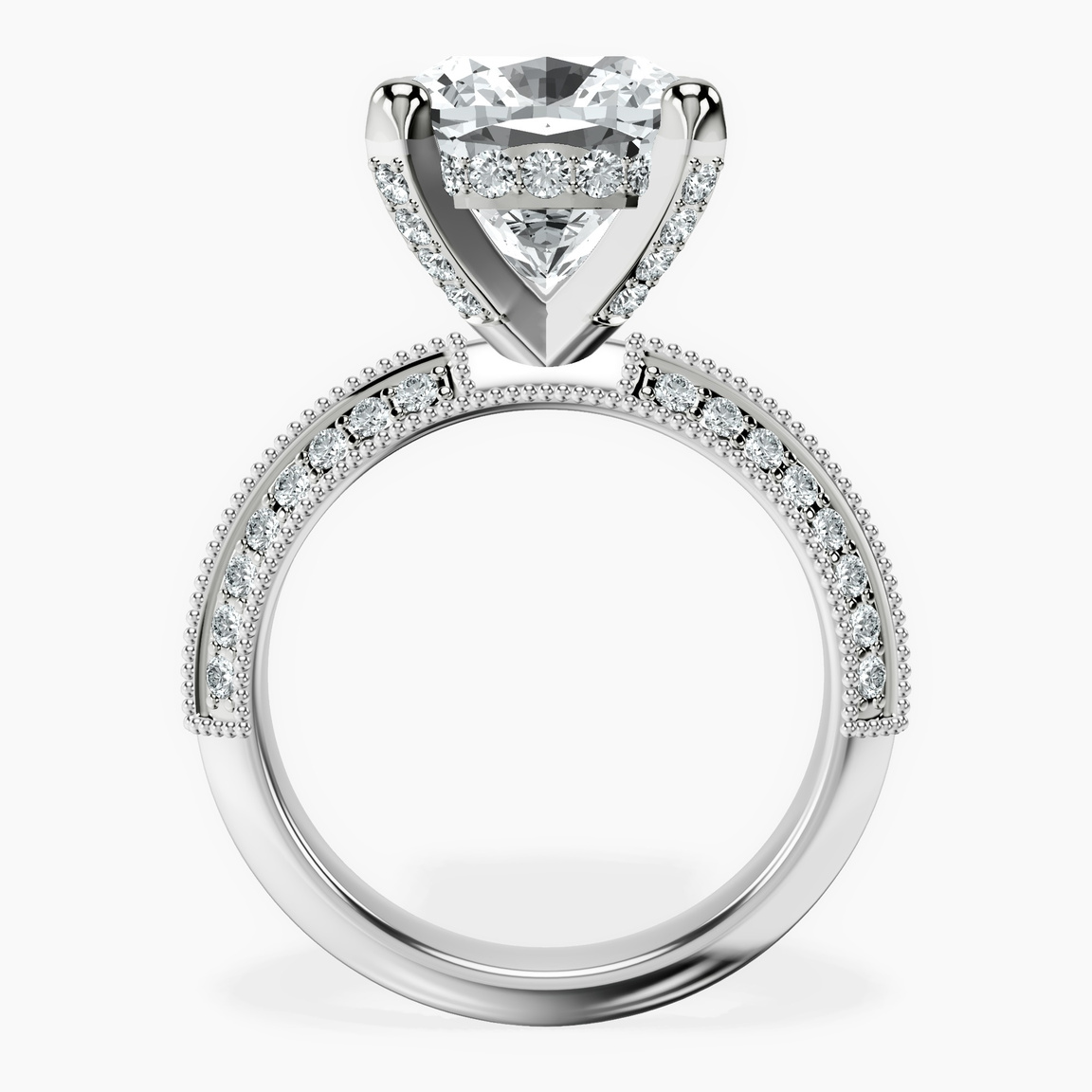 Platinum Dua Side Stone Knife Edge Lab Diamond Ring side right image one