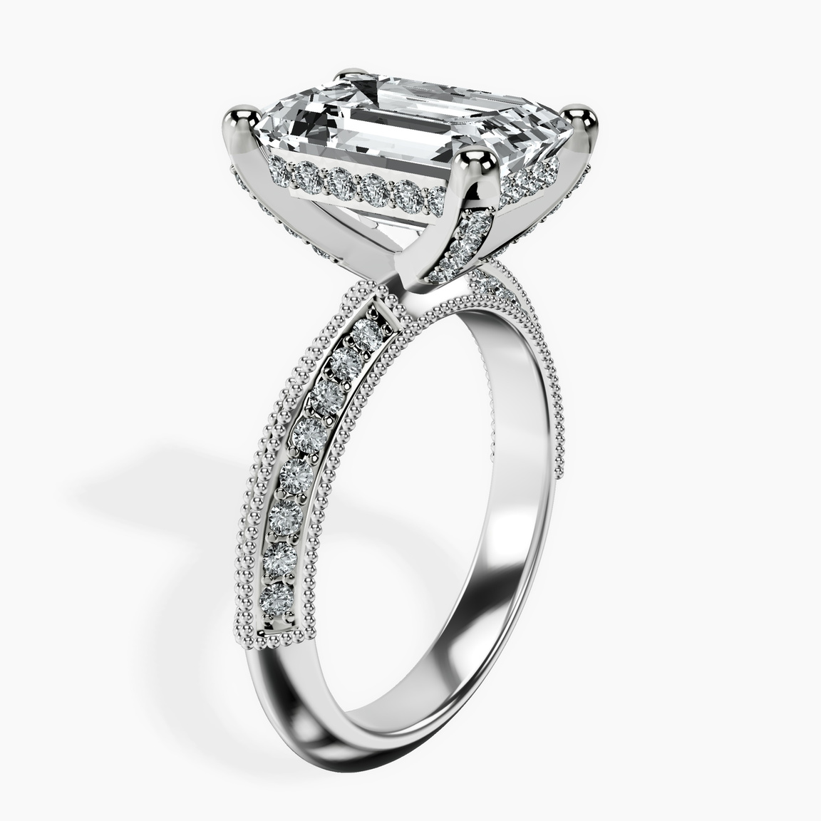14kt White Gold Dua Side Stone Knife Edge Lab Diamond Ring standing product image one