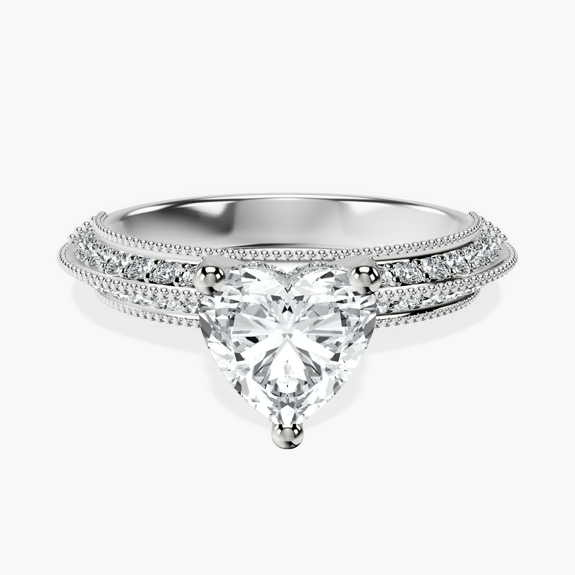 Platinum Dua Side Stone Knife Edge Lab Diamond Ring front image