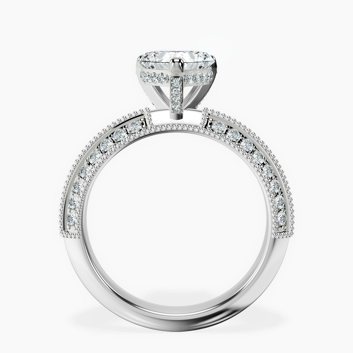 Platinum Dua Side Stone Knife Edge Lab Diamond Ring side right image one
