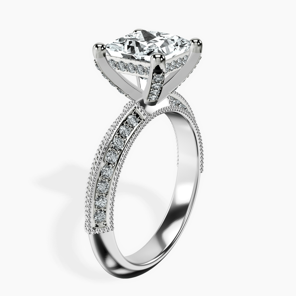 Platinum Dua Side Stone Knife Edge Lab Diamond Ring standing product image one