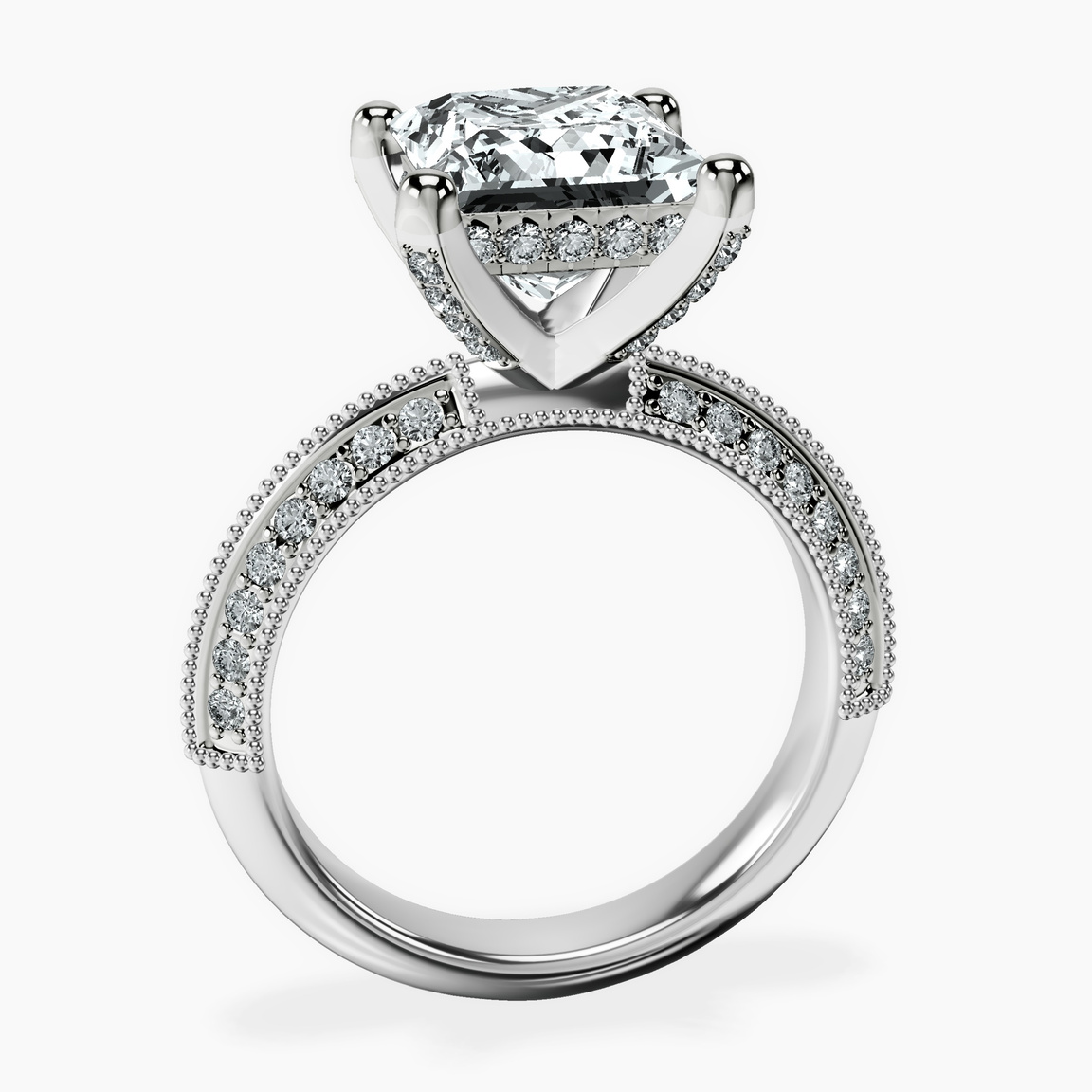 Platinum Dua Side Stone Knife Edge Lab Diamond Ring side right image one