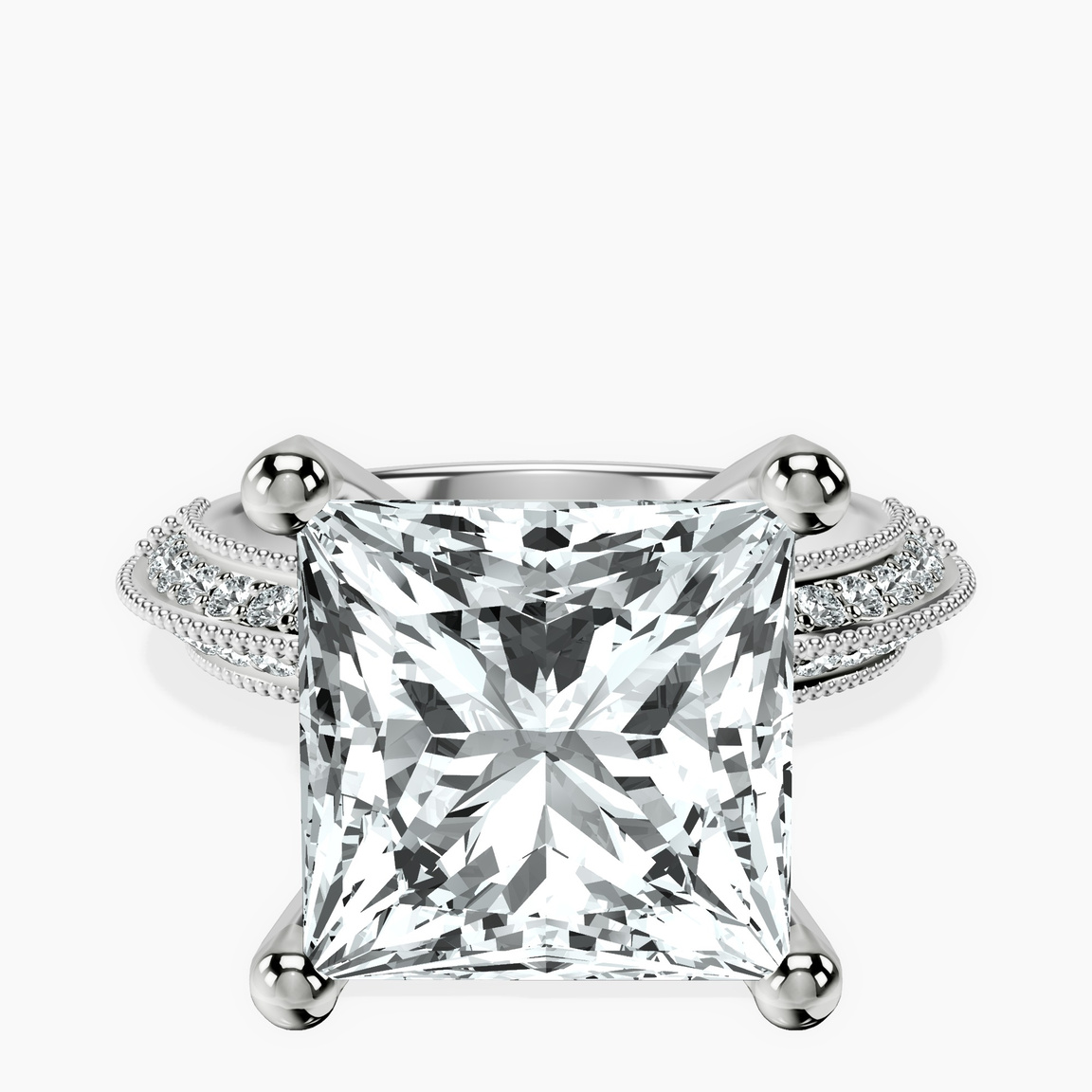 Platinum Dua Side Stone Knife Edge Lab Diamond Ring front image
