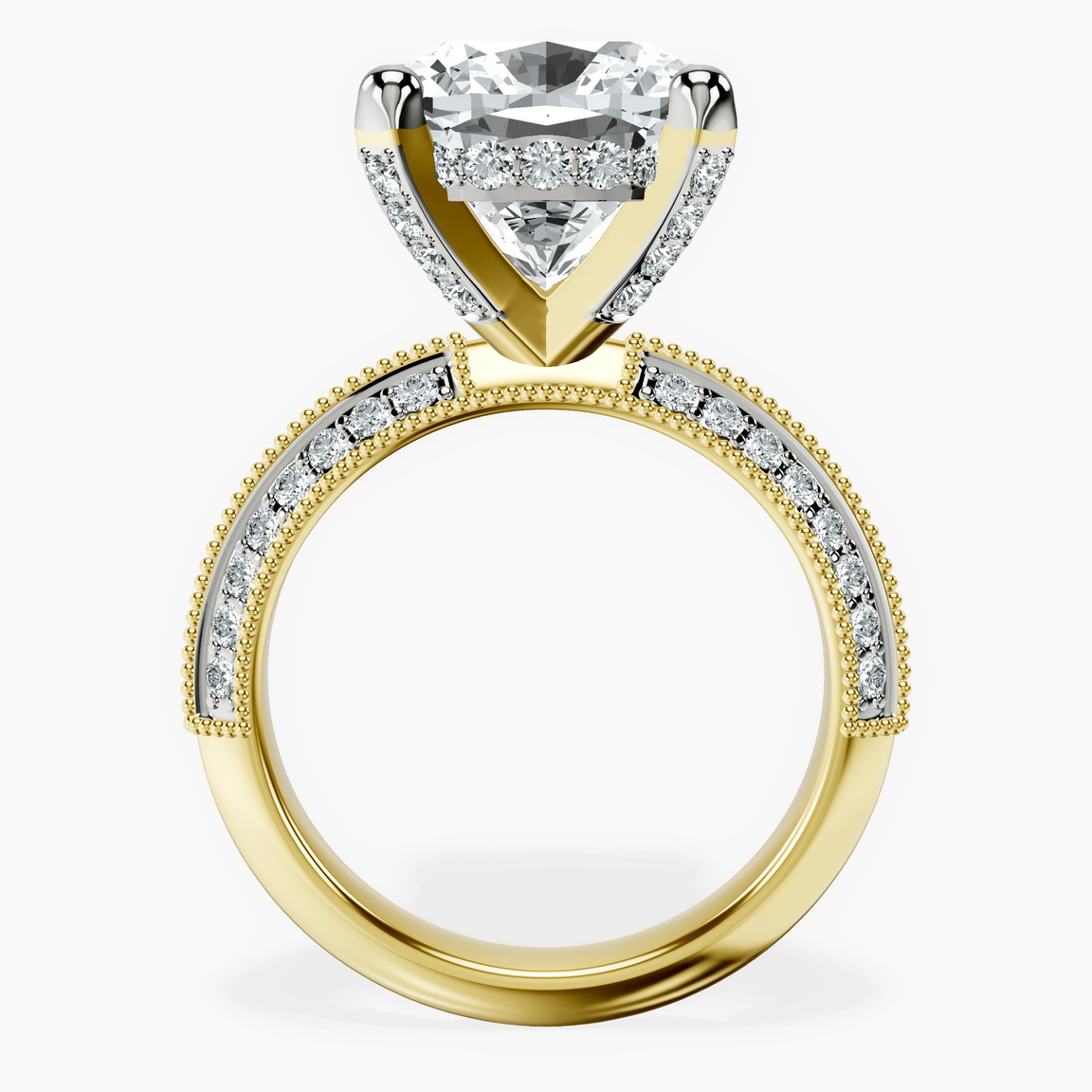 14kt Yellow Gold Dua Side Stone Knife Edge Lab Diamond Ring side right image one