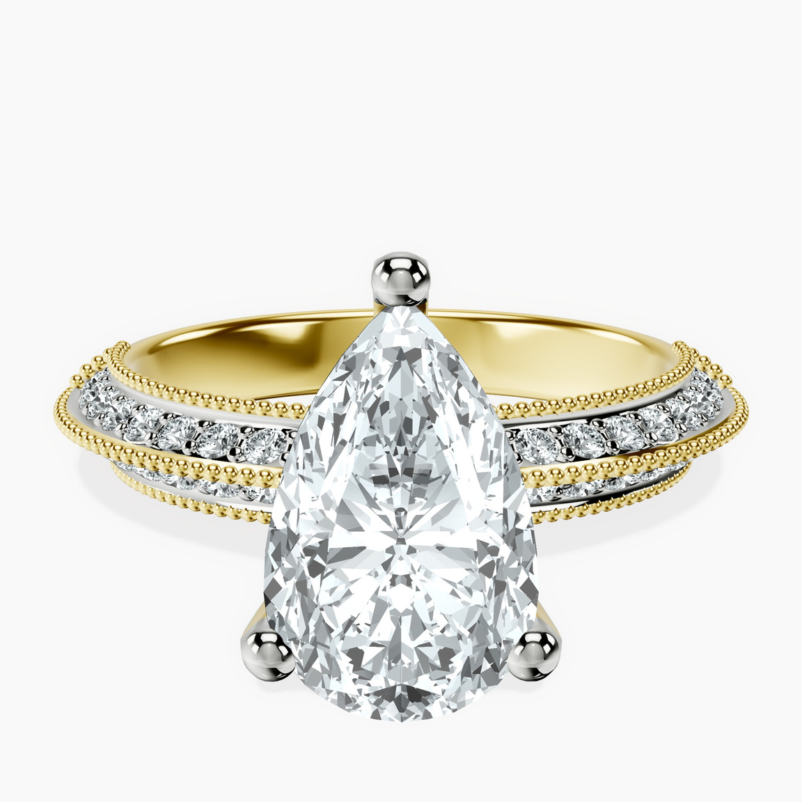 14kt Yellow Gold Dua Side Stone Knife Edge Lab Diamond Ring front image
