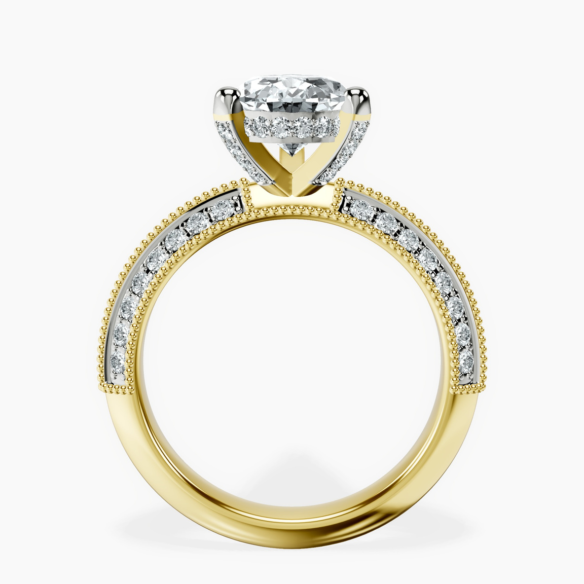 14kt Yellow Gold Dua Side Stone Knife Edge Lab Diamond Ring side right image one