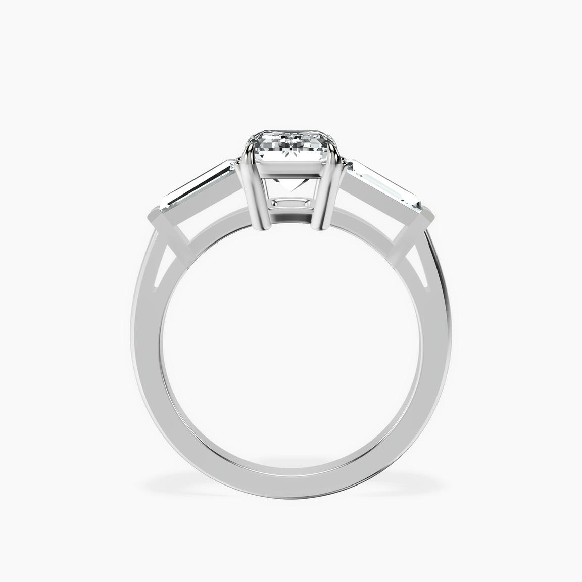 9ct White Gold Madison Three Stone Side Baguette Lab Diamond Ring side right image one