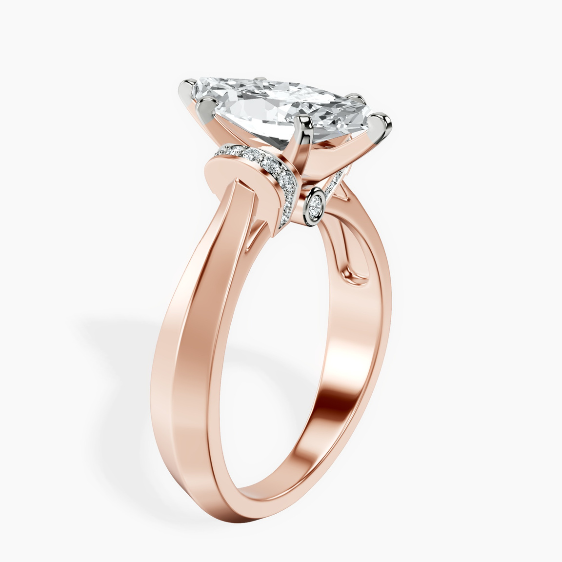 9ct Rose Gold Delanie Side Cuff Lab Diamond Ring standing product image one