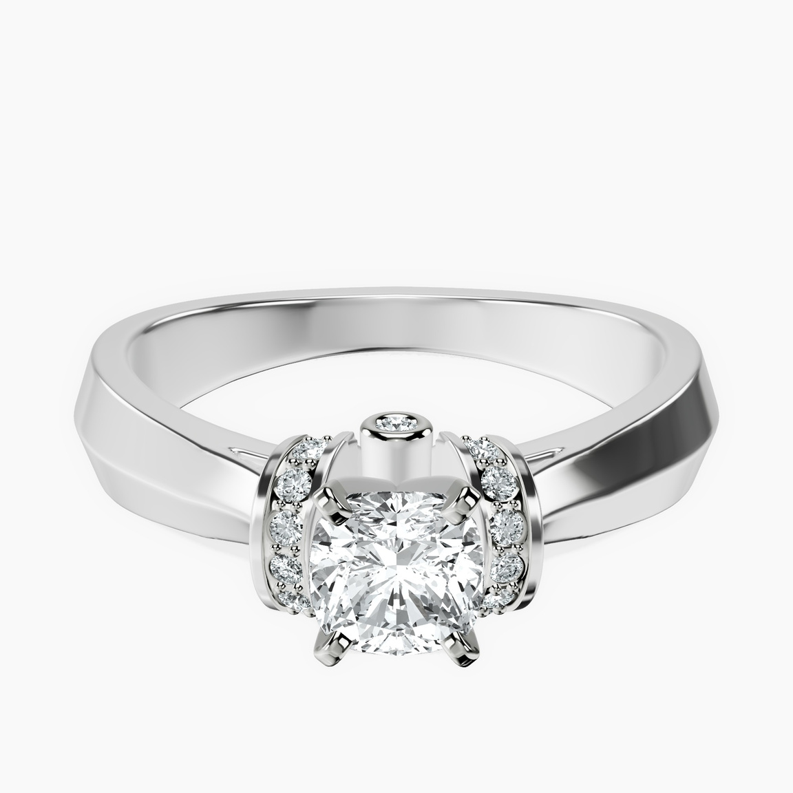 Platinum Delanie Side Cuff Lab Diamond Ring front image