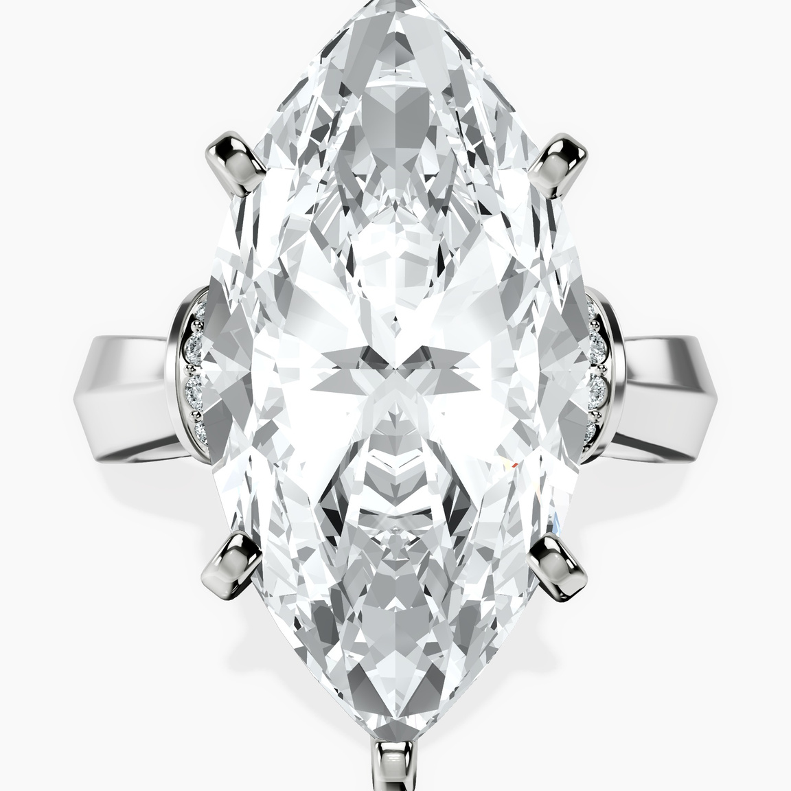14kt White Gold Delanie Side Cuff Lab Diamond Ring front image