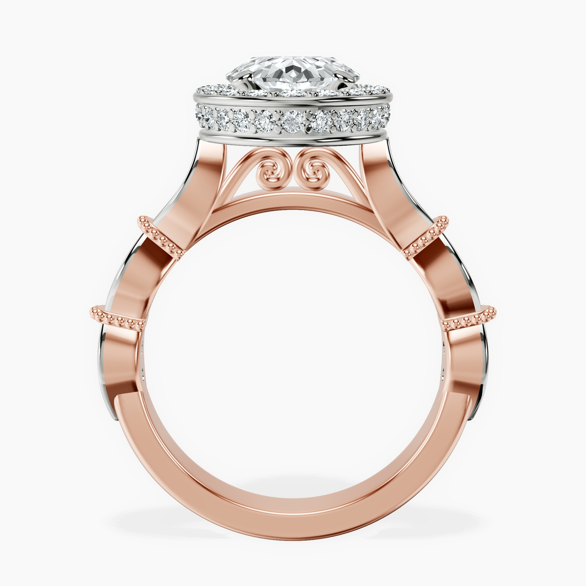14kt Rose Gold Micaela Halo Lab Diamond Ring side right image one