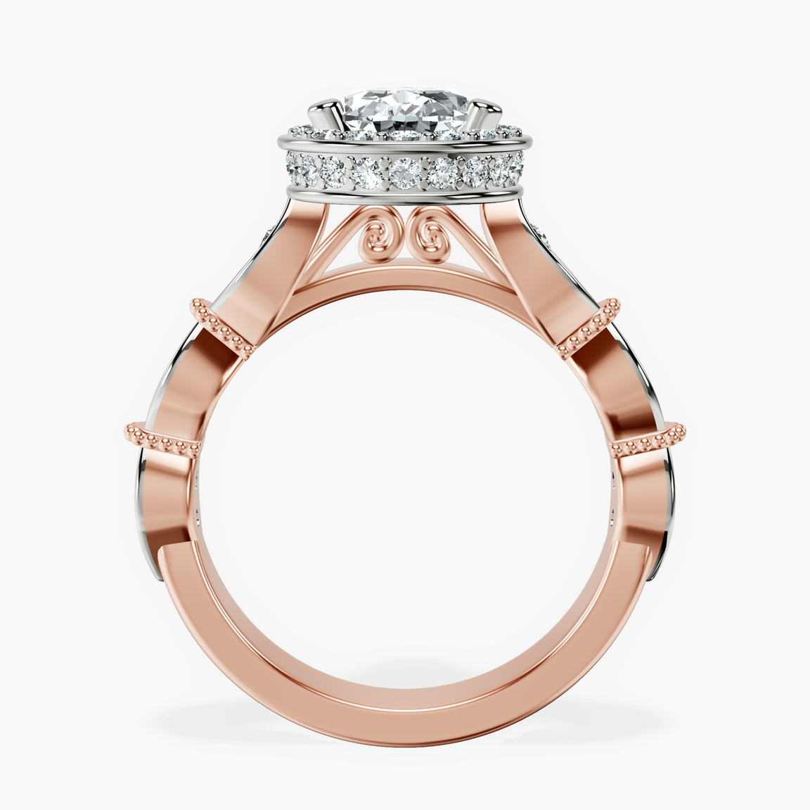 18ct Rose Gold Micaela Halo Lab Diamond Ring side right image one