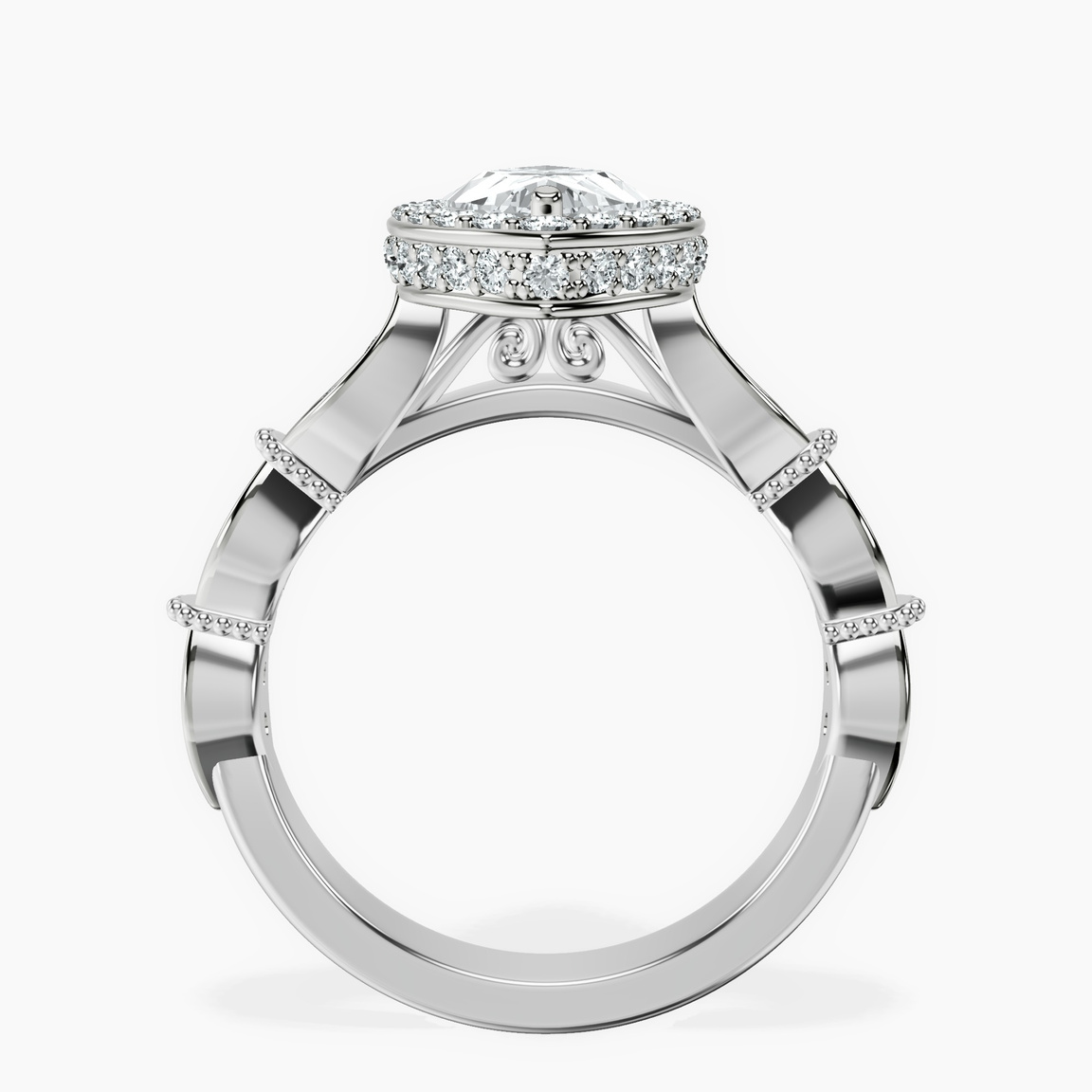 Platinum Micaela Halo Lab Diamond Ring side right image one