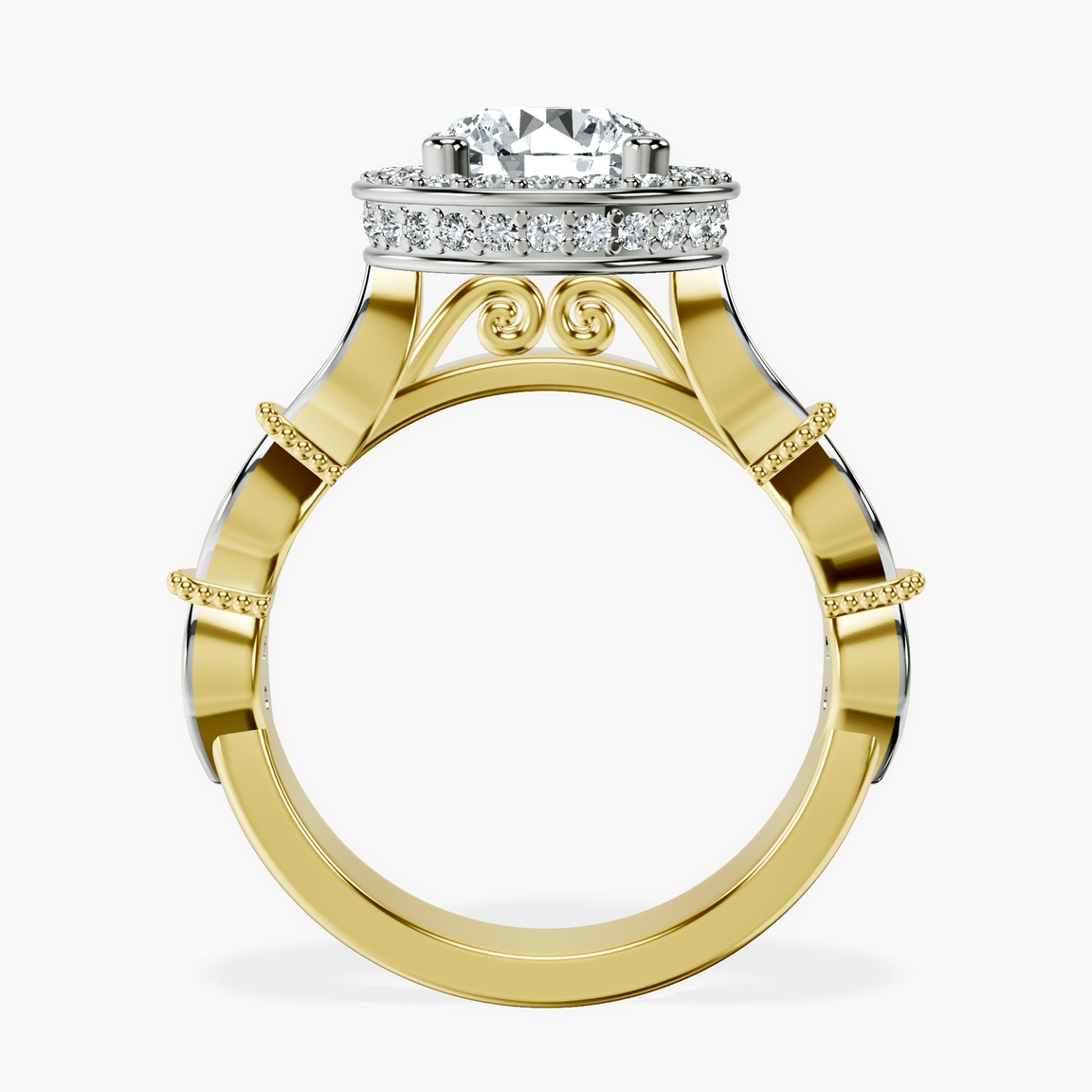 18kt Yellow Gold Micaela Halo Lab Diamond Ring side right image one