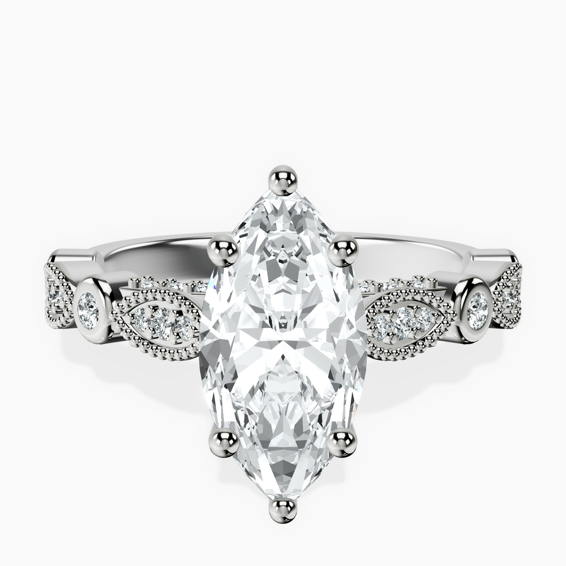 10kt White Gold Larisa Side Stone Lab Diamond Ring front image