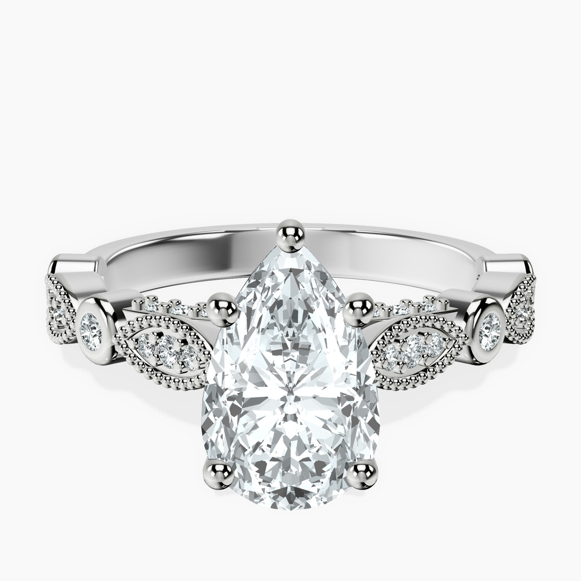 14ct White Gold Larisa Side Stone Lab Diamond Ring front image