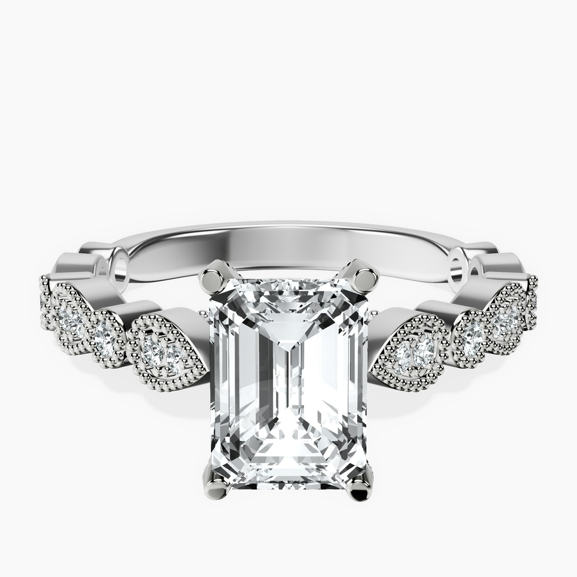 9ct White Gold Filippa Milgrain Lab Diamond Ring front image