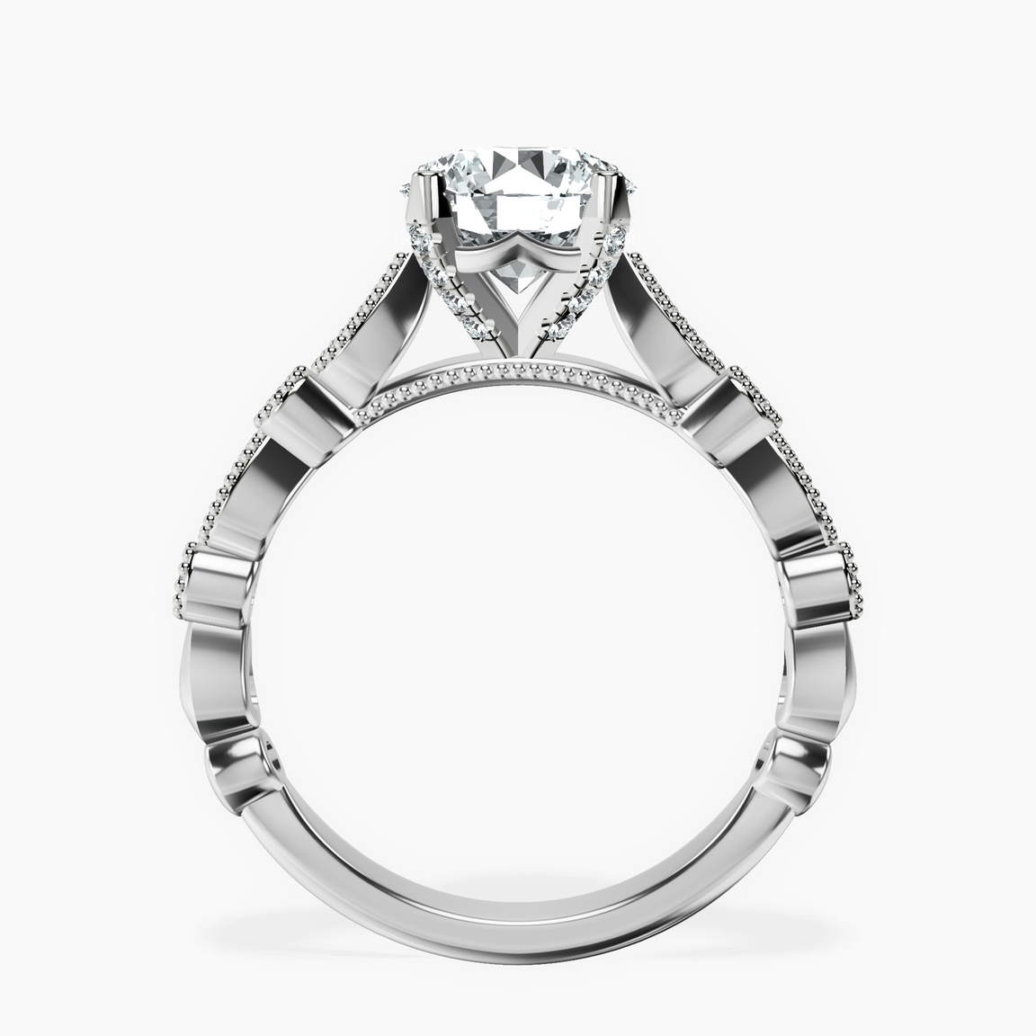 9ct White Gold Filippa Milgrain Lab Diamond Ring side right image one