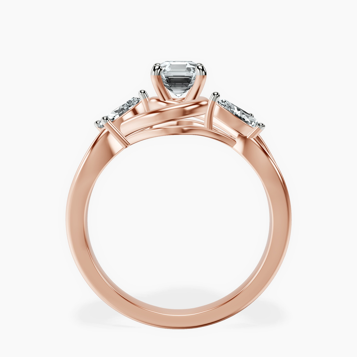 10kt Rose Gold Odette Three Stone Bypass Lab Diamond Ring side right image one