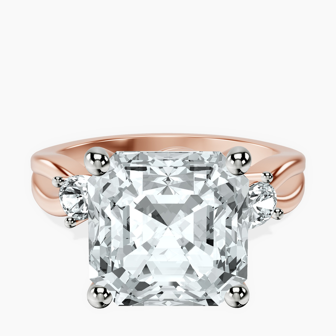 14kt Rose Gold Odette Three Stone Bypass Lab Diamond Ring front image