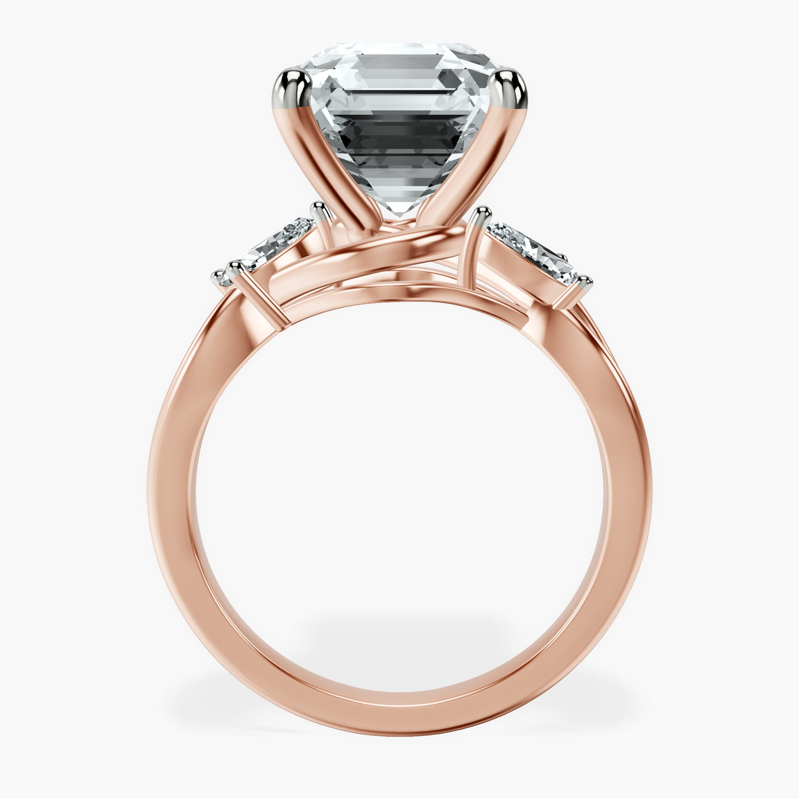 14kt Rose Gold Odette Three Stone Bypass Lab Diamond Ring side right image one