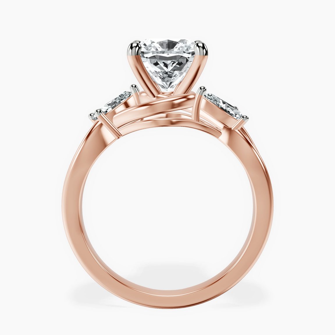 14kt Rose Gold Odette Three Stone Bypass Lab Diamond Ring side right image one