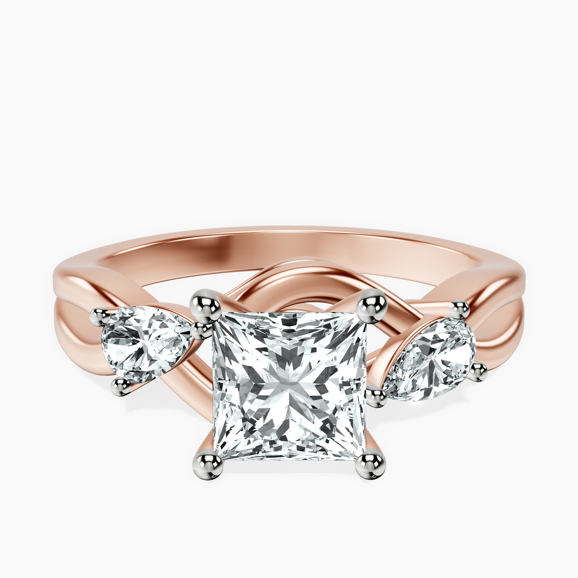 14kt Rose Gold Odette Three Stone Bypass Lab Diamond Ring front image