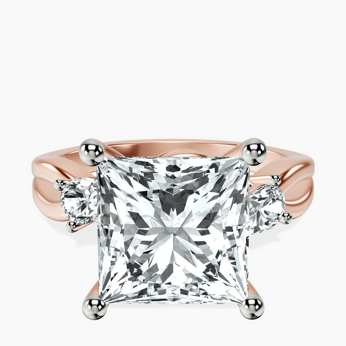 14kt Rose Gold Odette Three Stone Bypass Lab Diamond Ring front image