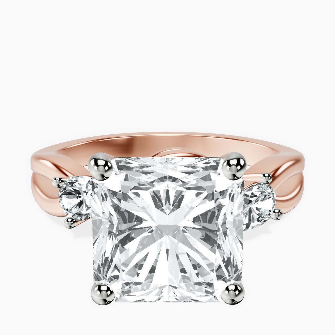 10kt Rose Gold Odette Three Stone Bypass Lab Diamond Ring front image