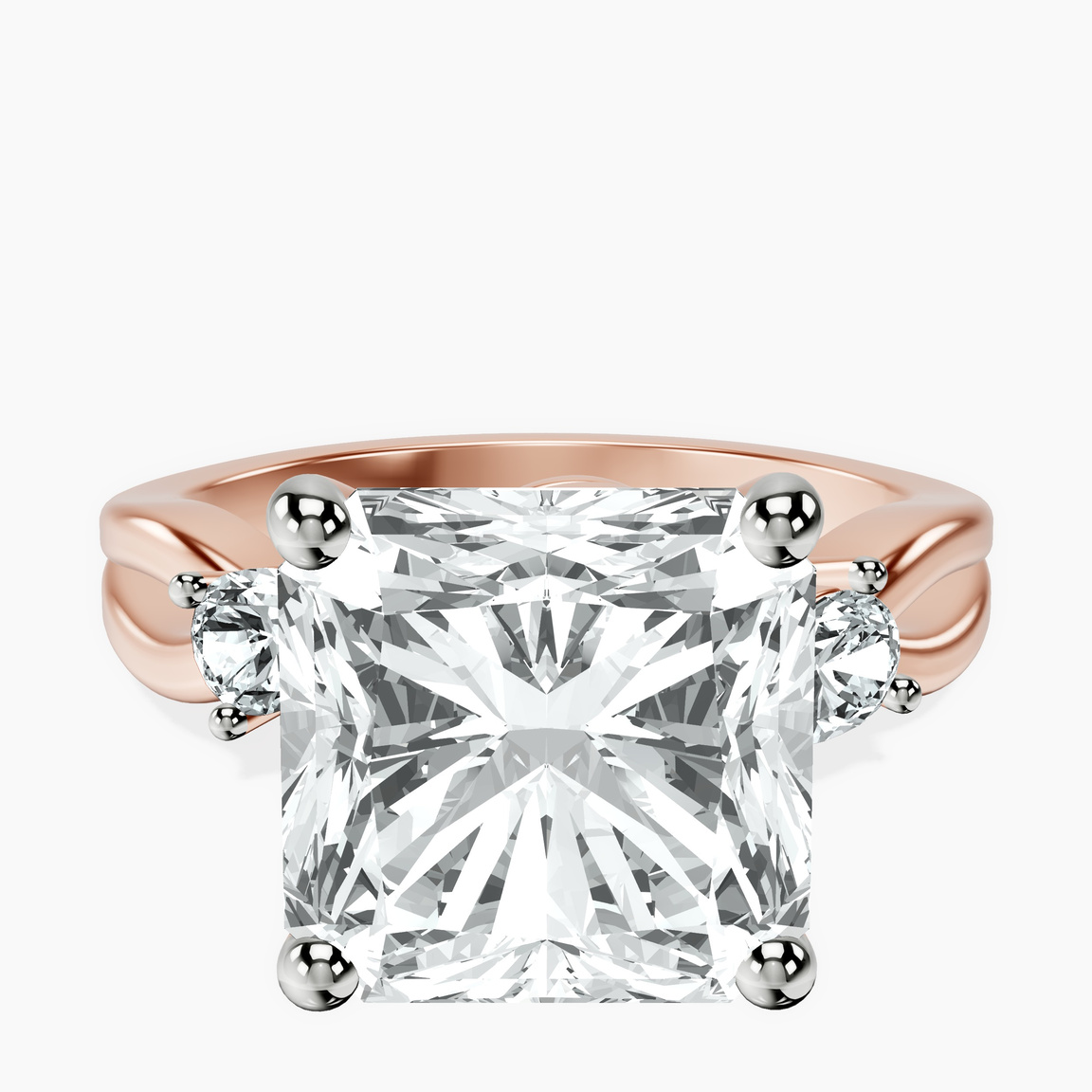 14kt Rose Gold Odette Three Stone Bypass Lab Diamond Ring front image
