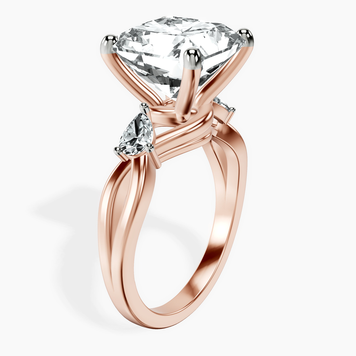 14kt Rose Gold Odette Three Stone Bypass Lab Diamond Ring standing product image one