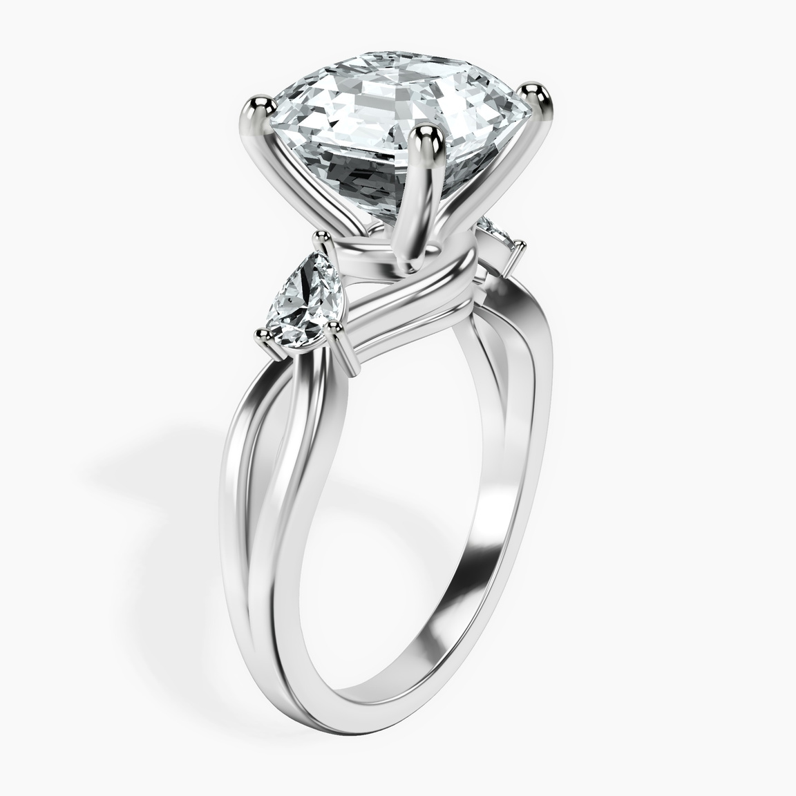 Platinum Odette Three Stone Bypass Lab Diamond Ring standing product image one