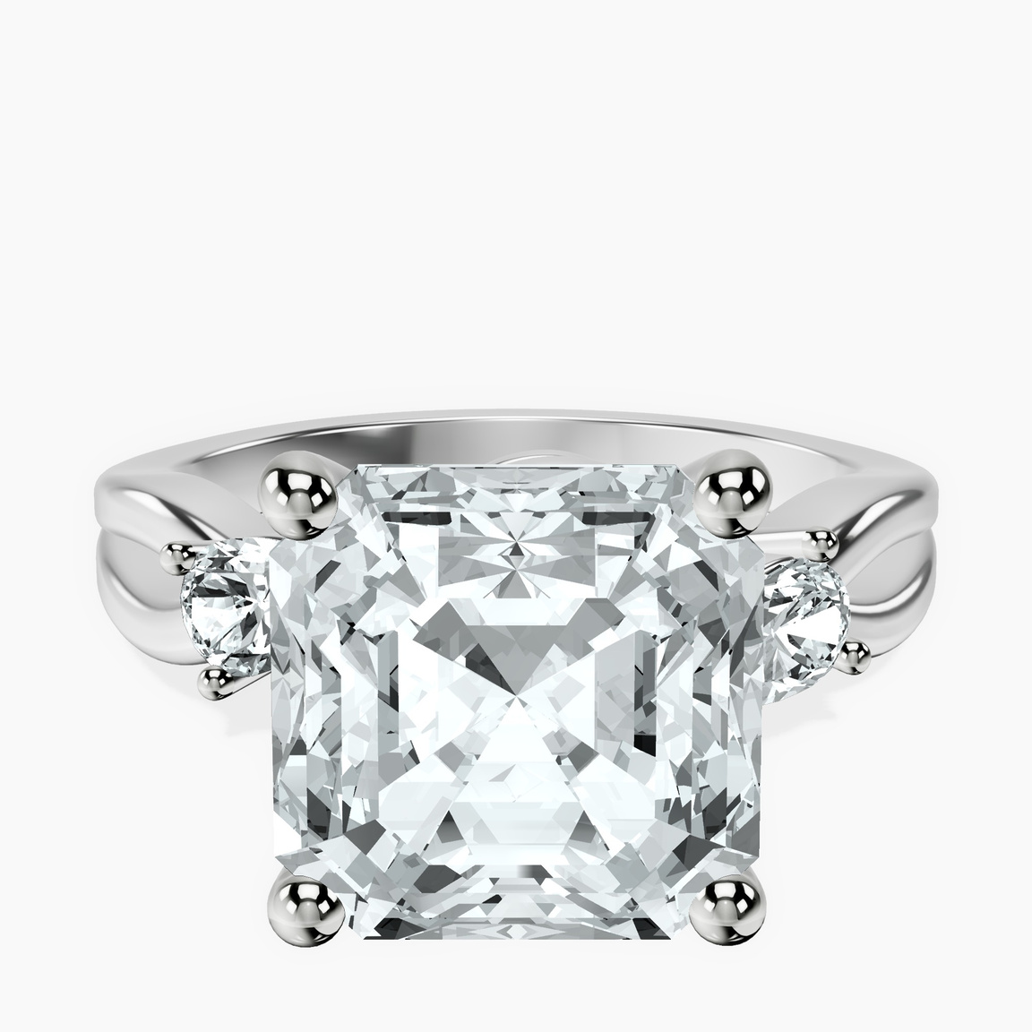 Platinum Odette Three Stone Bypass Lab Diamond Ring front image