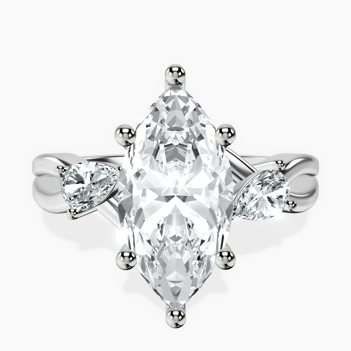 Platinum Odette Three Stone Bypass Lab Diamond Ring front image