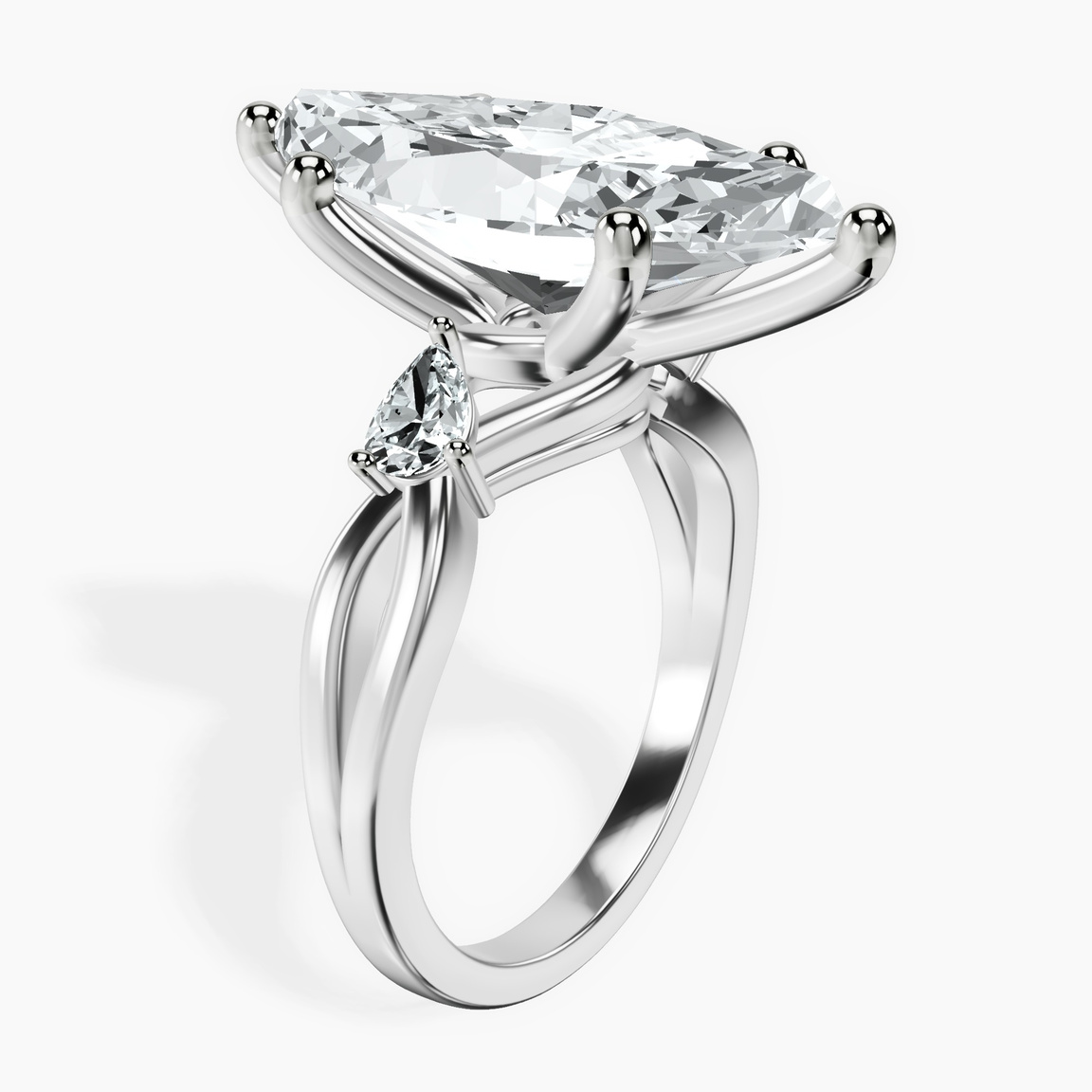 10kt White Gold Odette Three Stone Bypass Lab Diamond Ring standing product image one