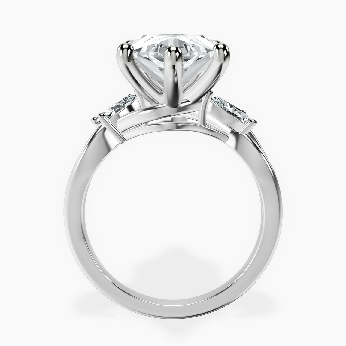 10kt White Gold Odette Three Stone Bypass Lab Diamond Ring side right image one